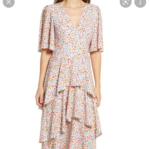 NEW FOURTEENTH PLACE Floral Tiered High-Low Maxi Dress XS - Picture 17 of 17